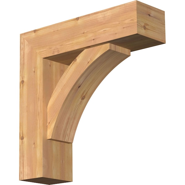 Ekena Millwork Thorton Block Smooth Bracket w/ Offset Brace, Western Red Cedar, 7 1/2"W x 26"D x 26"H BKT0806X26X26THR05SWR - main